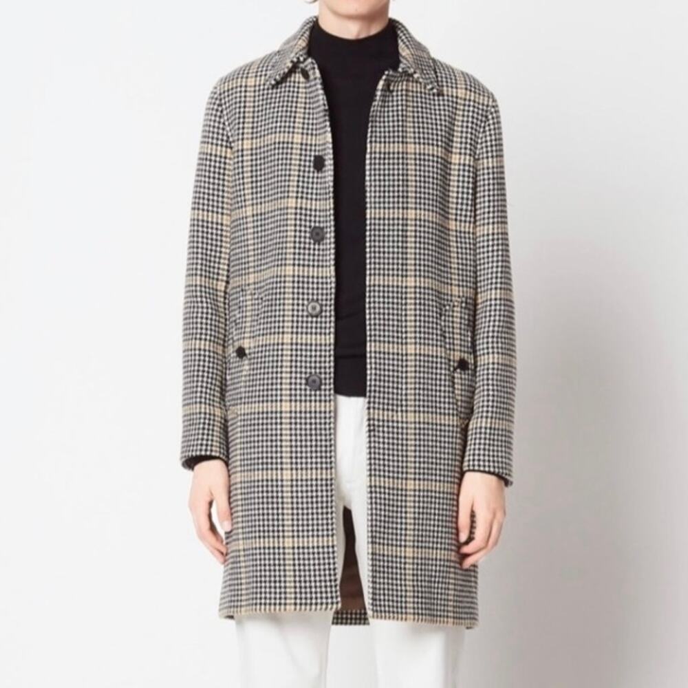 Sandro Paris Men's Checked Coat - Houndstooth - Wool Blend - Size S